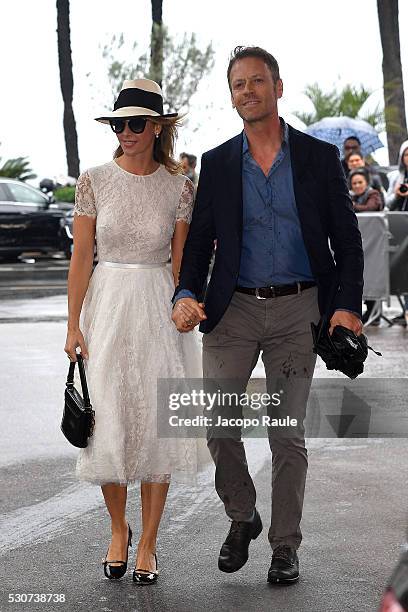 Rocco Siffredi and Rozsa Tassi are seen at Hotel Martinez during the annual 69th Cannes Film Festival at on May 11, 2016 in Cannes, France.