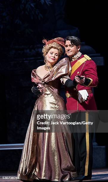 American operatic singers soprano Renee Fleming and baritone Nathan Gunn perform at the final dress rehearsal prior to the premiere of the new...