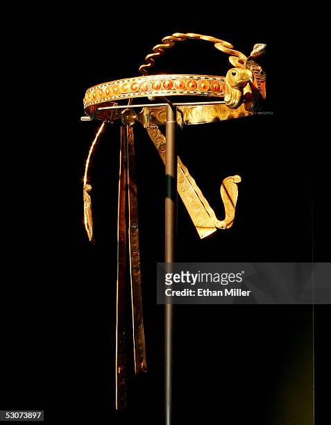 View of the Diadem while on display during the "Tutankhamun And The Golden Age Of The Pharaohs" Exhibit Opening at the Los Angeles County Museum of...