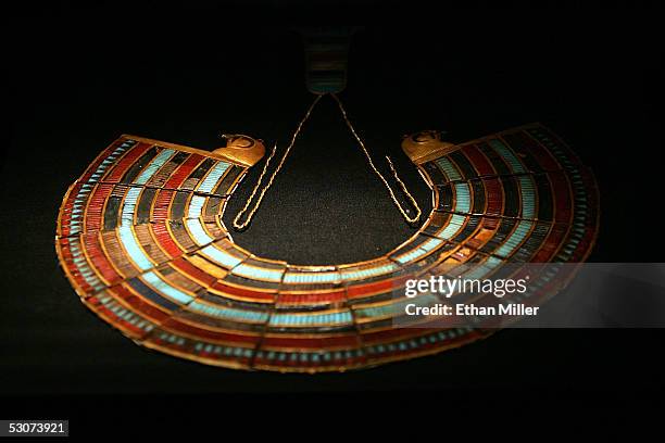 Broad Collar and Counterweight is on display during the "Tutankhamun And The Golden Age Of The Pharaohs" Exhibit Opening at the Los Angeles County...