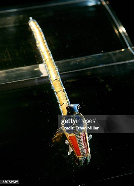 Cobra Uraeus from the Royal Headdress is on display during the "Tutankhamun And The Golden Age Of The Pharaohs" Exhibit Opening at the Los Angeles...