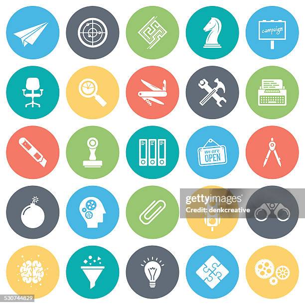 brainstorming icons - typewriter vector stock illustrations