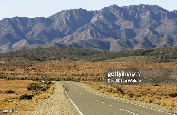 The highway stretches towards the Flinders Ranges June 6, 2005 near Hawker, Australia.