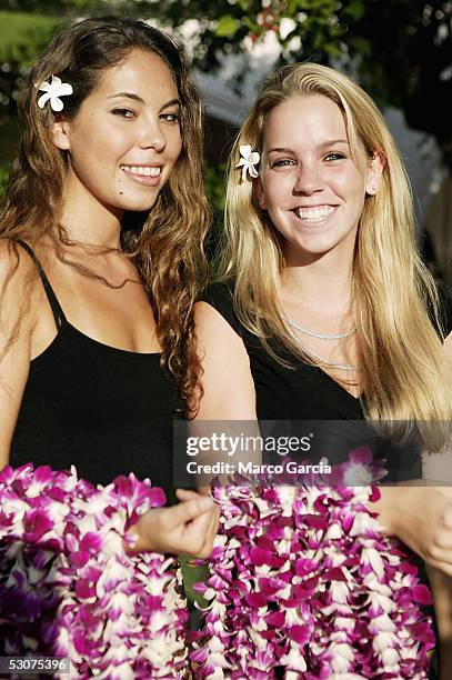 Lei greeters Michelle Johnson and Jen Jacobsen are seen at the Opening Night Twilight Reception of the Maui Film Festival at the Fairmont Kea Lani...