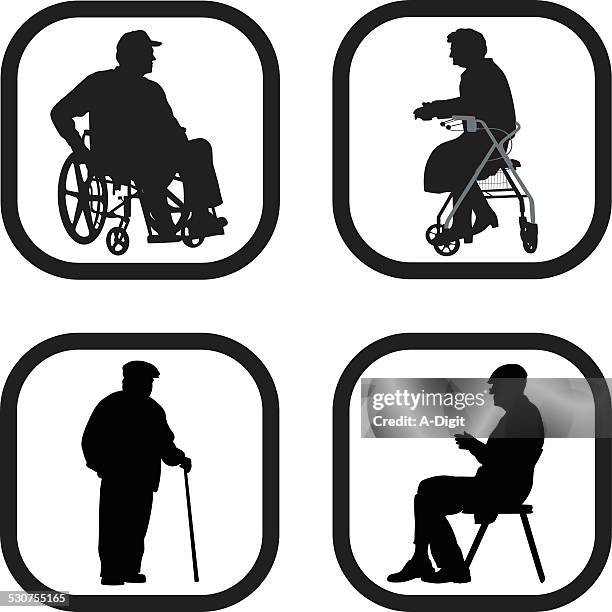 stockillustraties, clipart, cartoons en iconen met seniors - grandfather silhouette