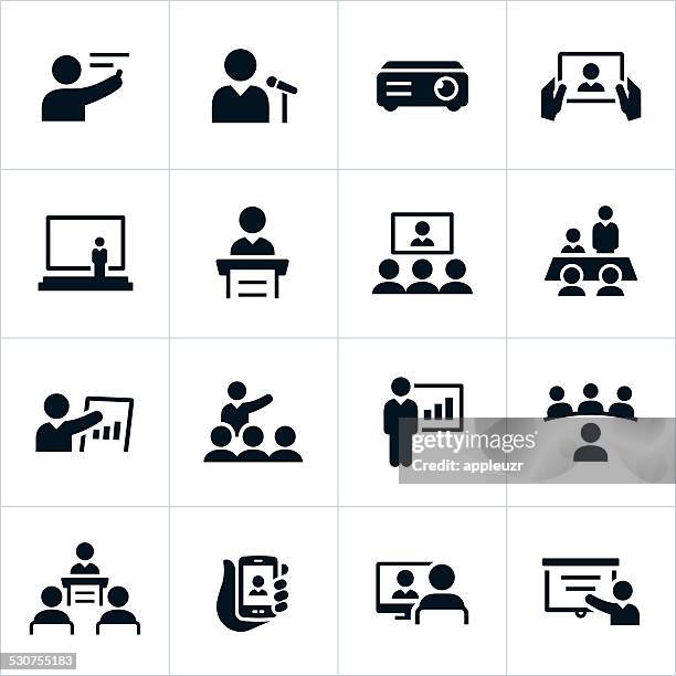 business presentation icons - projector presentation stock illustrations