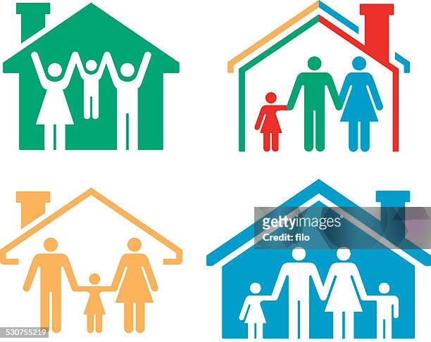 family homes and real estate - urban mother and daughter stock illustrations