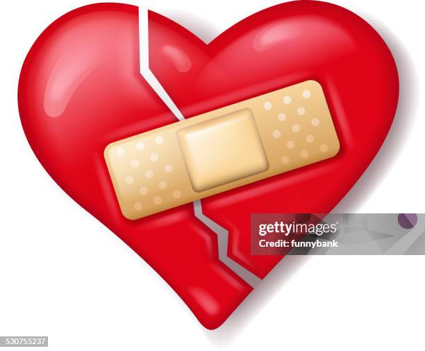 illustrazioni stock, clip art, cartoni animati e icone di tendenza di riparati a forma di cuore - cuore spezzato
