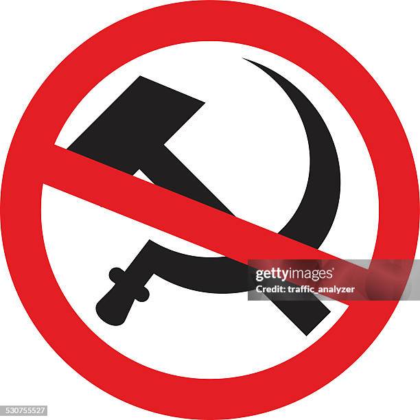 crossed out symbol of ussr - hammer and sickle - hammer-and-sickle stock illustrations