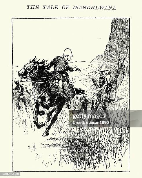 anglo zulu war - battle of isandlwana - isandlwana stock illustrations
