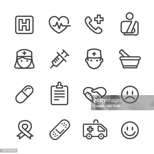 medical healthcare icons - line series - contraceptive stock illustrations