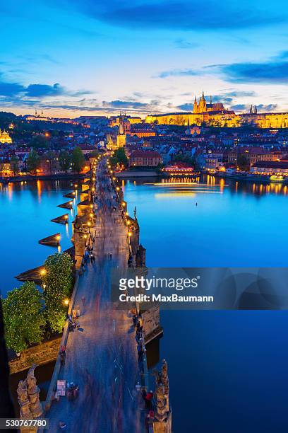 charles bridge prague in the evening light - czech republic stock pictures, royalty-free photos & images