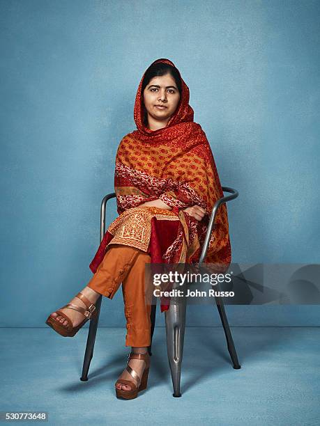 Activist for female education and the youngest-ever Nobel Prize laureate Malala Yousafzai is photographed for 20th Century Fox on August 1, 2015 in...