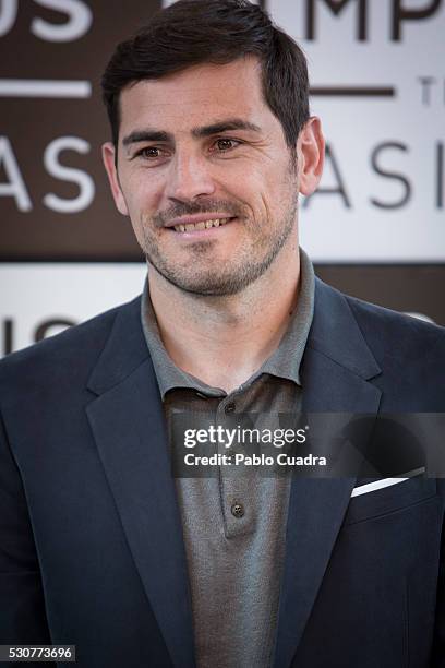 Spanish goalkeeper Iker Casillas presents 'Impetus Team Casillas' at the COAM on May 11, 2016 in Madrid, Spain.