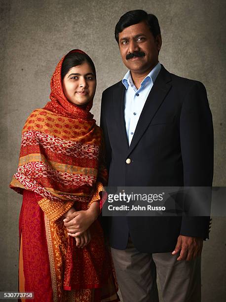 Activist for female education and the youngest-ever Nobel Prize laureate Malala Yousafzai is photographed with her father Ziauddin Yousafzai for 20th...