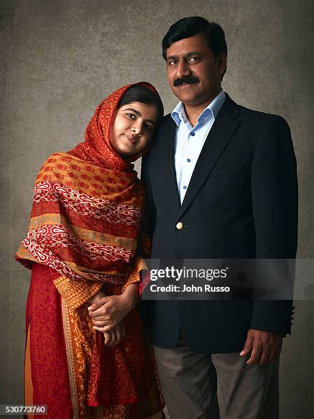 Activist for female education and the youngest-ever Nobel Prize laureate Malala Yousafzai is photographed with her father Ziauddin Yousafzai for 20th...