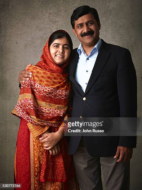 Activist for female education and the youngest-ever Nobel Prize laureate Malala Yousafzai is photographed with her father Ziauddin Yousafzai for 20th...