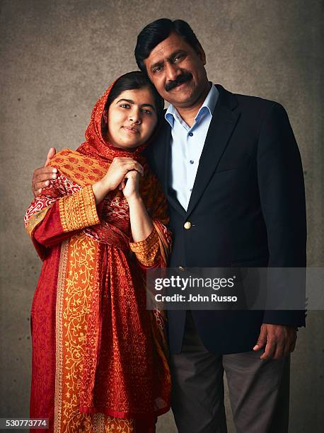 Activist for female education and the youngest-ever Nobel Prize laureate Malala Yousafzai is photographed with her father Ziauddin Yousafzai for 20th...