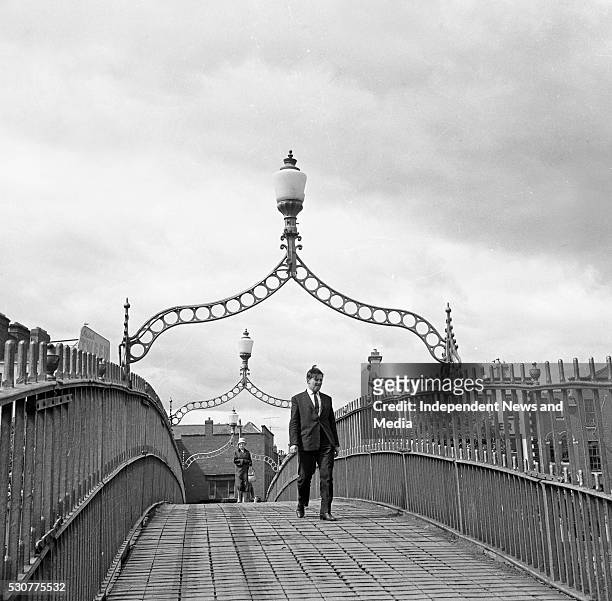 The Ha'penny Bridge, Dublin, circa 1964. .