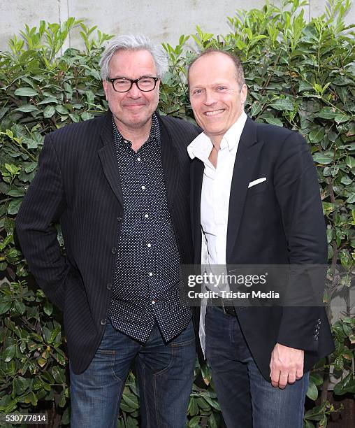 Stefan Gwildis and Joja Wendt attend the 'Nathan Sawaya: The Art Of The Brick' Exhibition Opening on May 11, 2016 in Hamburg, Germany.