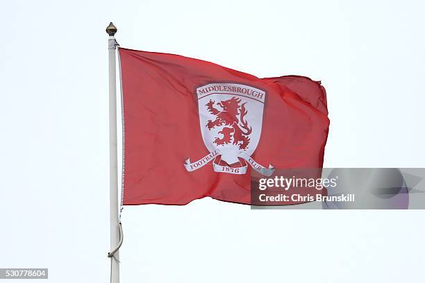 Middlesbrough flag flies above the stadium during the Sky Bet Championship match between Middlesbrough and Brighton and Hove Albion at the Riverside...