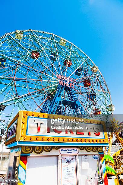 ferris wheel, coney island - amusement park ticket stock pictures, royalty-free photos & images