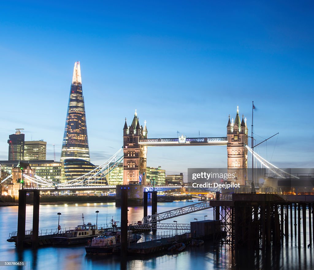 Tower Bridge and Shard London Skyline at Night