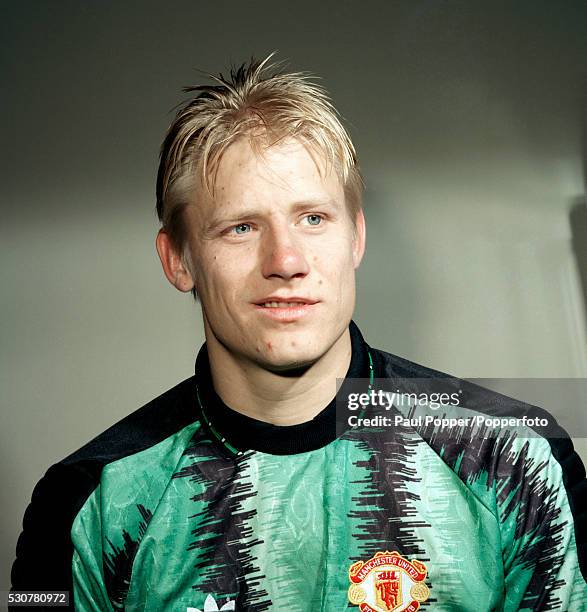 Manchester United goalkeeper Peter Schmeichel, circa 1991.