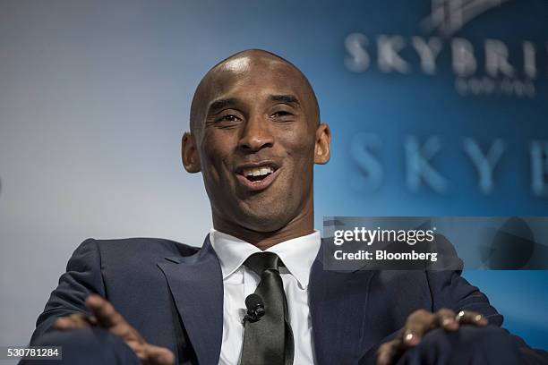 Kobe Bryant, former National Basketball Association player and chief executive officer of Kobe Inc., speaks during the Skybridge Alternatives...