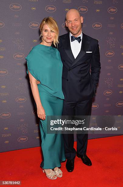 Actor Corey Stoll and his wife Nadia Bowers arrive at the Opening Gala Dinner during the 69th Annual Cannes Film Festival on May 11, 2016 in Cannes,...