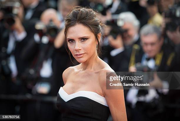 Victoria Beckham attends the screening of "Cafe Society" at the opening gala of the annual 69th Cannes Film Festival at Palais des Festivals on May...