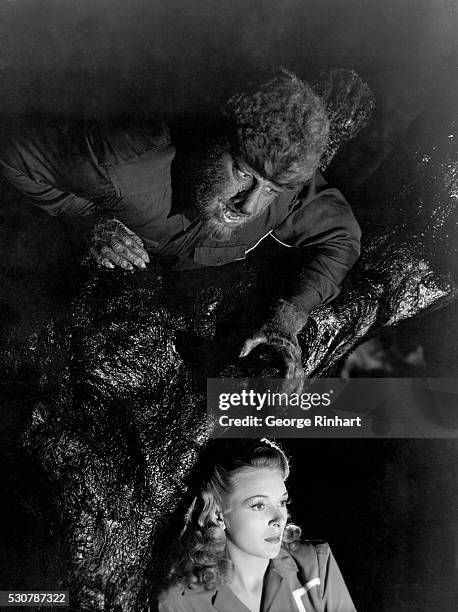 Lon Chaney Jr. Stars in the Universal thriller, "The Wolfman," with actress, Evelyn Ankers.