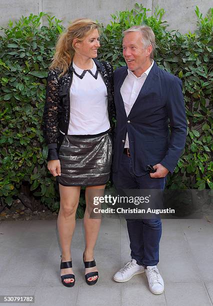 Johannes B. Kerner and Britta Becker-Kerner attend the preview of the exhibitions 'Nathan Sawaya: The Art Of The Brick' at Kulturcompagnie on May 11,...