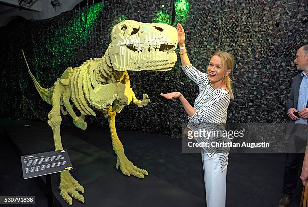 Nova Meierhenrich attends the preview of the exhibitions 'Nathan Sawaya: The Art Of The Brick' at Kulturcompagnie on May 11, 2016 in Hamburg, Germany.