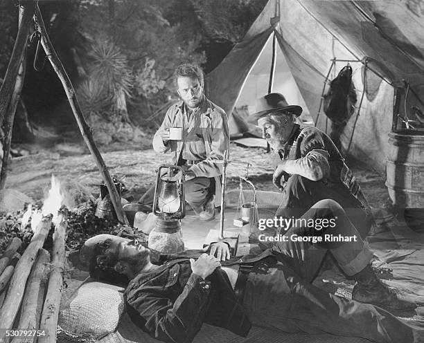 Scene from Warner Brothers, Treasure of the Sierra Madre with HUmphrey Bogart and Walter Huston Warner Brothers- 1948 Director is John Huston, Walter...