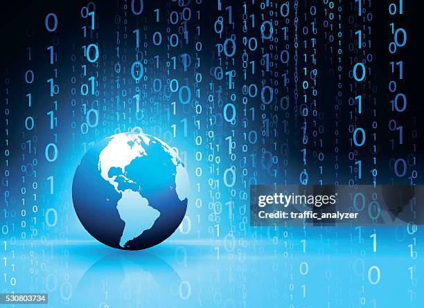 abstract globe background - binary code circle stock illustrations