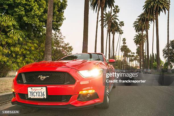 ford mustang parked on beverly hills - la - mustang stock pictures, royalty-free photos & images