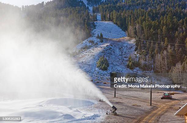 snowmaking in red river, new mexico - red river stock pictures, royalty-free photos & images