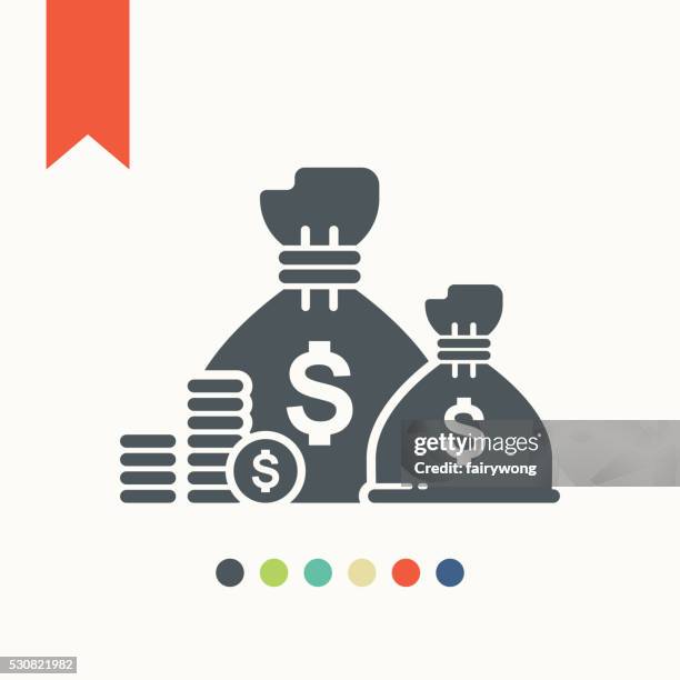 treasure icon - money bag white background stock illustrations