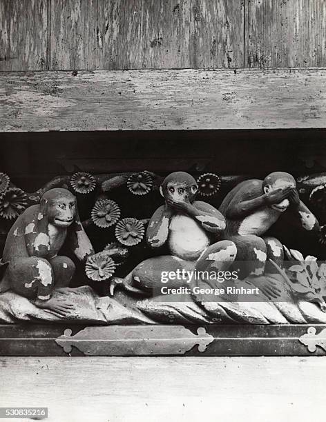 Three Wise Monkeys Sculpture at Toshugu Shrine