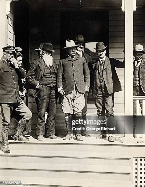 Theodore Roosevelt, with his secretary William Loeb and naturalist John Burroughs . Photograph ca. 1906.