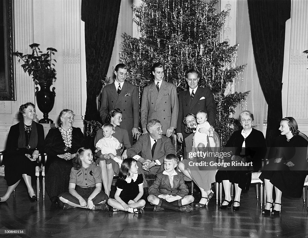 FDR with His Family at Christmas in the White House