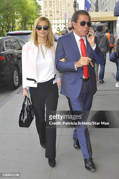 Steve Wynn and his wife Andrea Hissom are seen on May 11, 2016 in New York City.