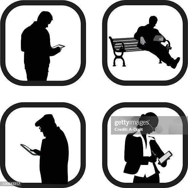 tabletseverywhere - old man computer stock illustrations
