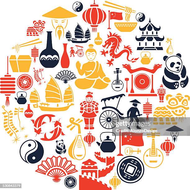 illustrations, cliparts, dessins animés et icônes de collage de chinois - plat-chinois-à-emporter