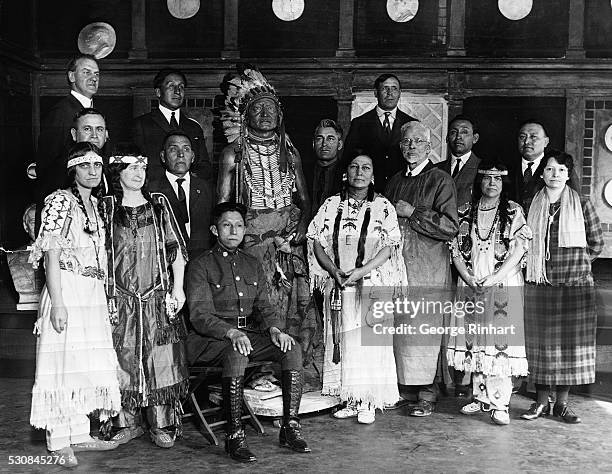 Representatives of the newly-organized National Council of American Indians, headed by Mrs. Gertrude Bonin, President, visited the studio of Ulric...