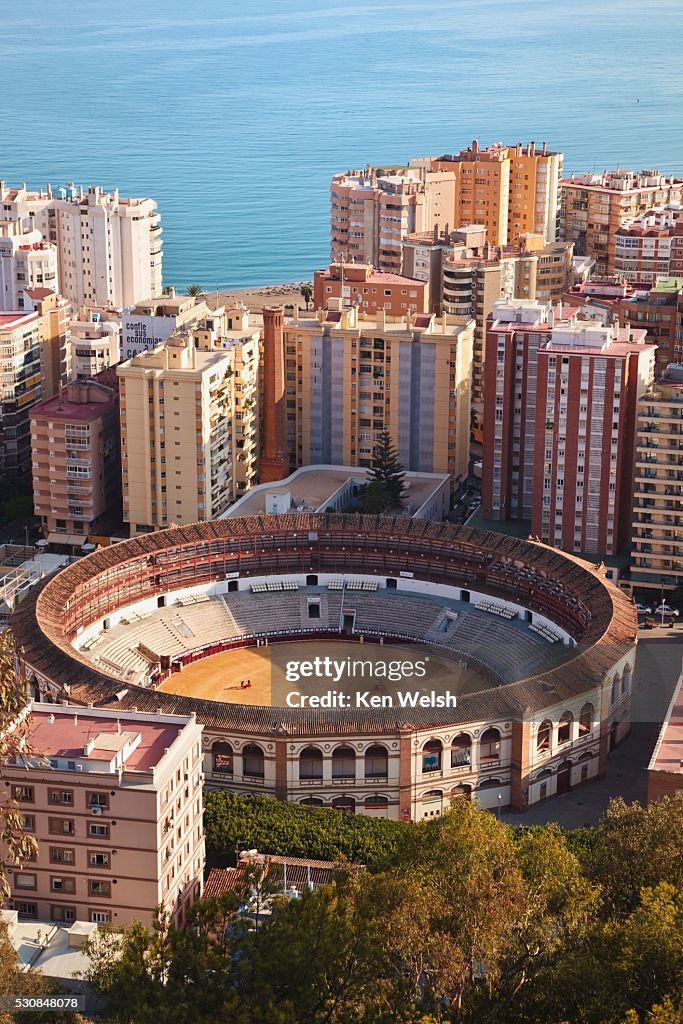 La Malagueta Bullring And Port, Malaga, Andalusia, Spain