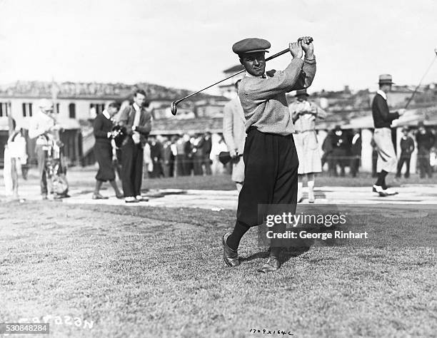 Gene Sarazen, 1922 US Open Champion driving during the Agua Caliente open tourney for the world's richest golf prize , which he won over a field of...