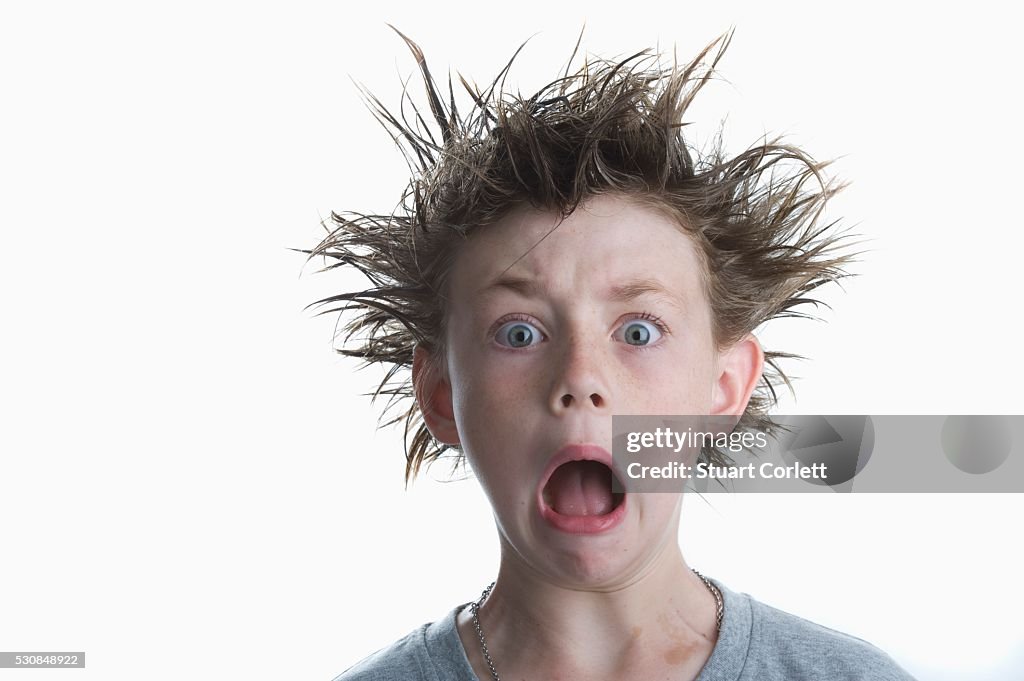Boy with crazy hair