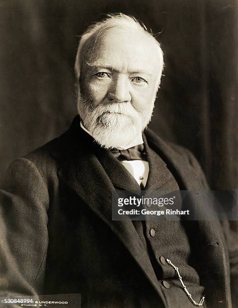 Formal portrait of Andrew Carnegie, businessman and philanthropist.